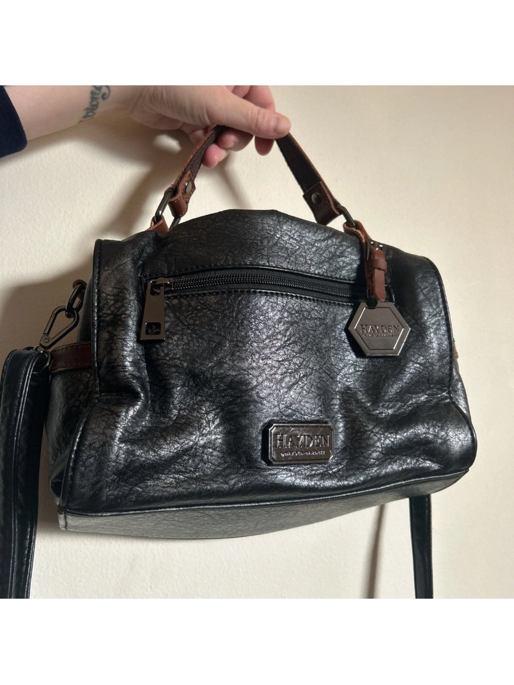 Hayden Harnett Studded Black And Brown Purse